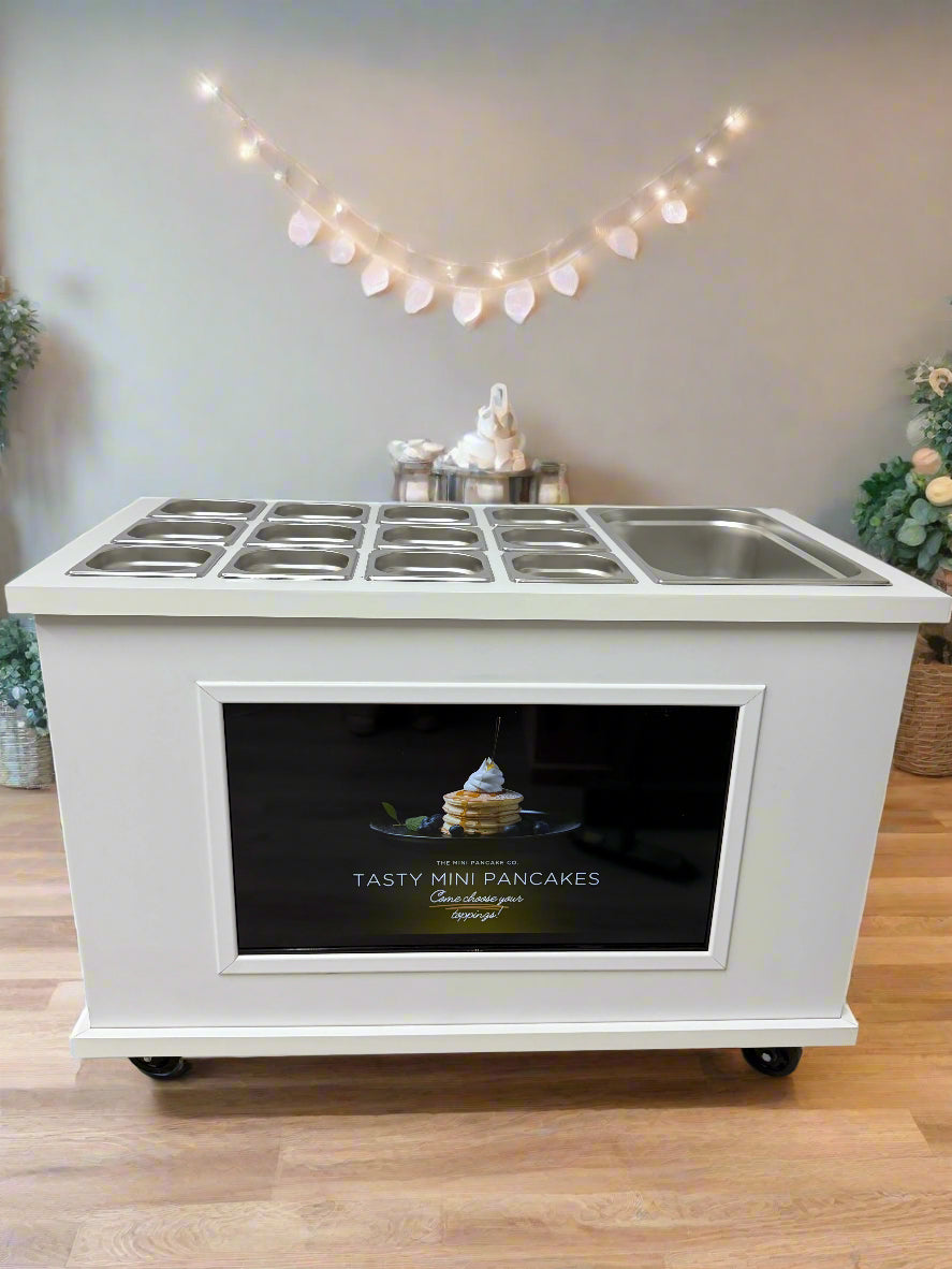 Mobile, folding Event Catering Cart - Cheese and Charcuterie cart with built in Monitor screen
