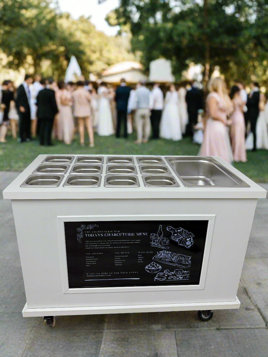 Mobile, folding Event Catering Cart - Cheese and Charcuterie cart with built in Monitor screen