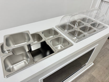 Premium cart - Fully loaded with TV screen, 2 x folding side shelves and hot / cold bain marie pans