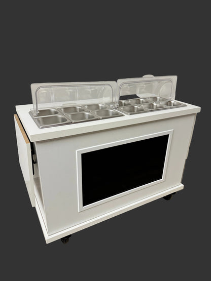 Premium cart - Fully loaded with TV screen, 2 x folding side shelves and hot / cold bain marie pans