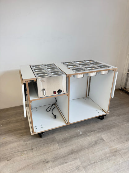 Cart with electric heated wet Bain Marie