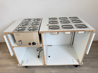 Cart with electric heated wet Bain Marie