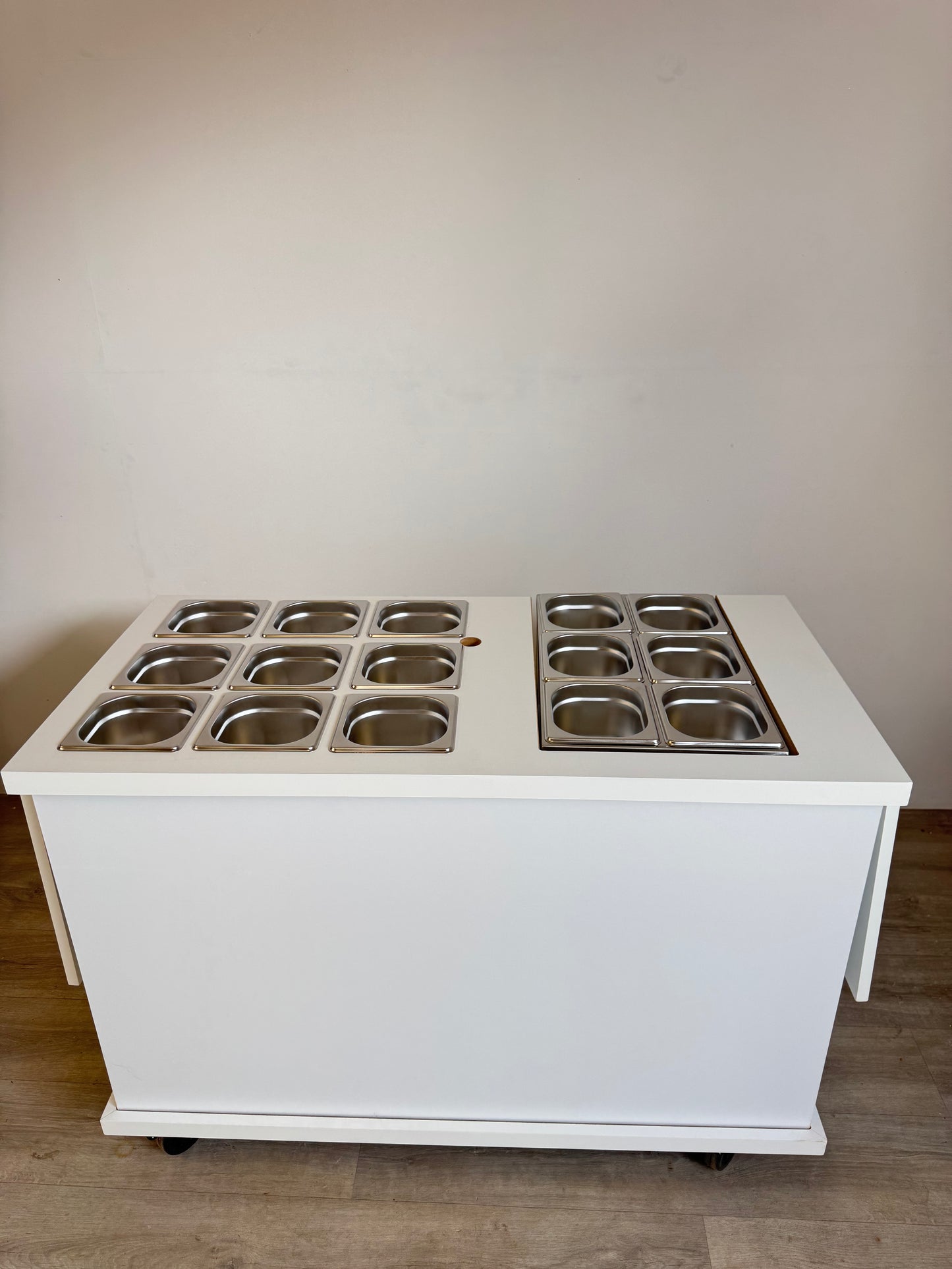 Cart with electric heated wet Bain Marie