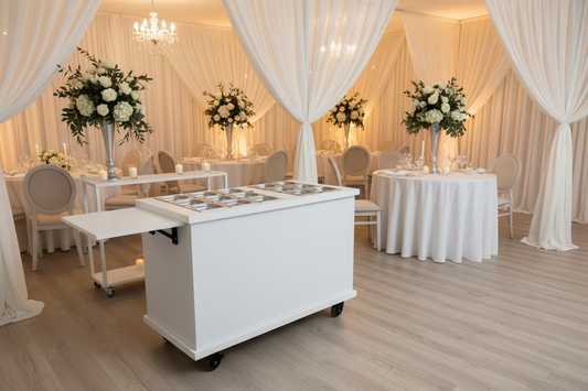 Cart with electric heated wet Bain Marie