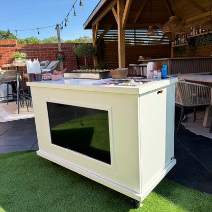 Mobile, folding Event Catering Cart - Mini pancake cart with built in Monitor screen, Dutch pancakes