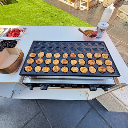 Mobile, folding Event Catering Cart - Mini pancake cart with built in Monitor screen, Dutch pancakes