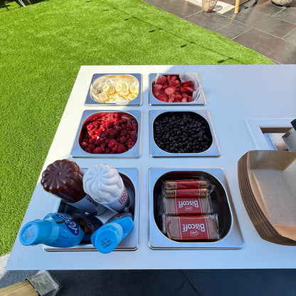 Mobile, folding Event Catering Cart - Mini pancake cart with built in Monitor screen, Dutch pancakes