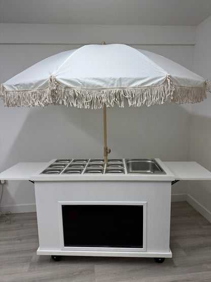 Mobile, folding Event Catering Cart - Mini pancake cart with built in Monitor screen, Dutch pancakes