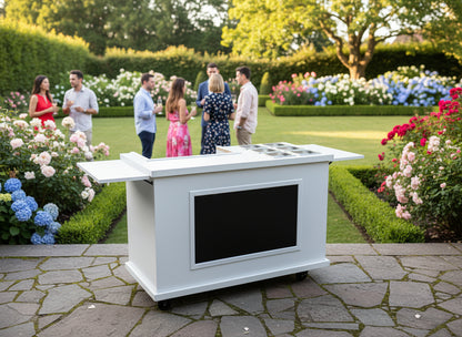 Mobile, folding Event Catering Cart - Mini pancake cart with built in Monitor screen, Dutch pancakes