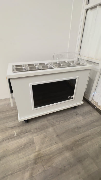 Premium cart - Fully loaded with TV screen, 2 x folding side shelves and hot / cold bain marie pans